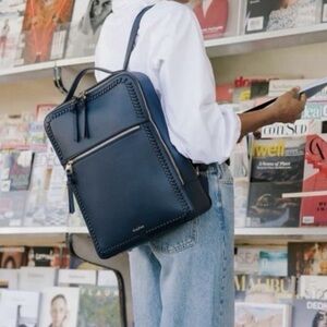 Calpak Kaya Laptop Backpack - Navy & Gold